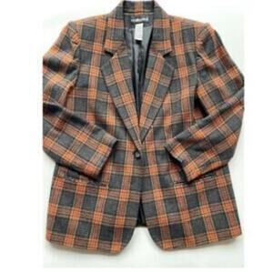 Vintage Wool Academic Schoolboy Plaid Tartan Y2K Blazer 16 Plus Prep Old Money